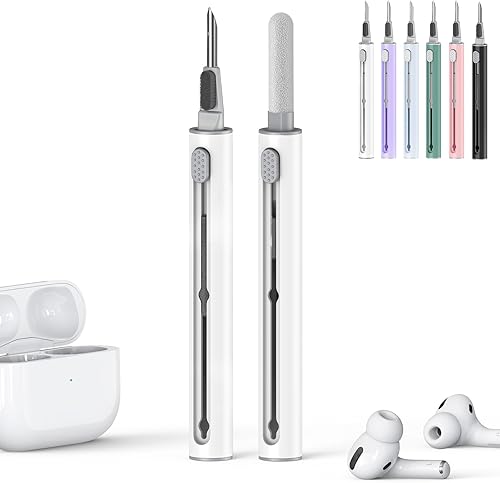 Paquete de 1 kit de limpieza para auriculares AirPods Pro 1, 2, 3, kit de limpieza con forma de bolígrafo con cepillo suave, herramienta de esponja