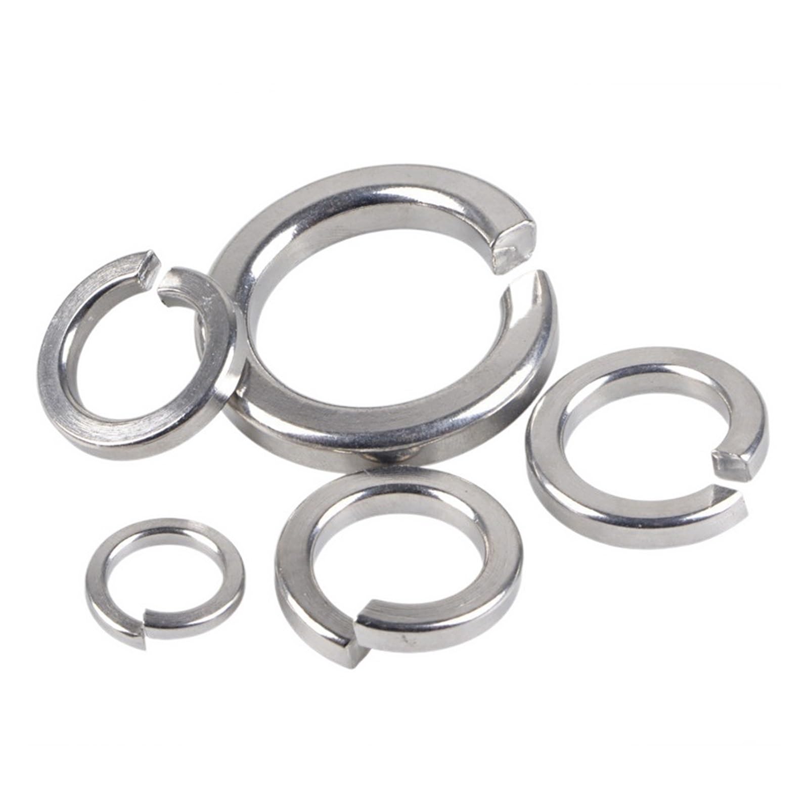 IOFIT 150 Stück Federringe, Edelstahl-Federdichtung, Geteilte Unterlegscheibe, Zubehör, stoßfeste Öffnungs-Federscheibe (Color : Silver, Size : M4)
