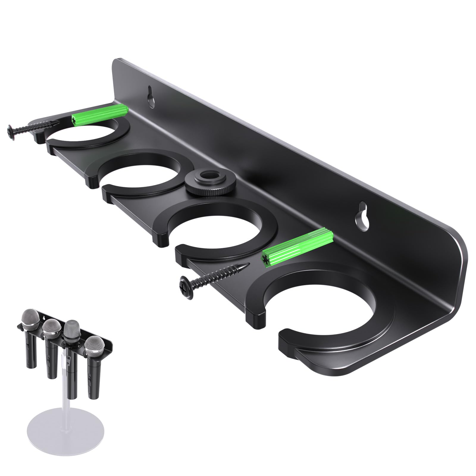 2025 Upgrade Multi-Mikrofonhalter für Mikrofonständer, Aufbewahrungs-Organizer für dynamische kabelgebundene und kabellose Mikrofone, Wandhalterung oder Gummi-Polsterung auf 1,6 cm - 27 oder 3/8