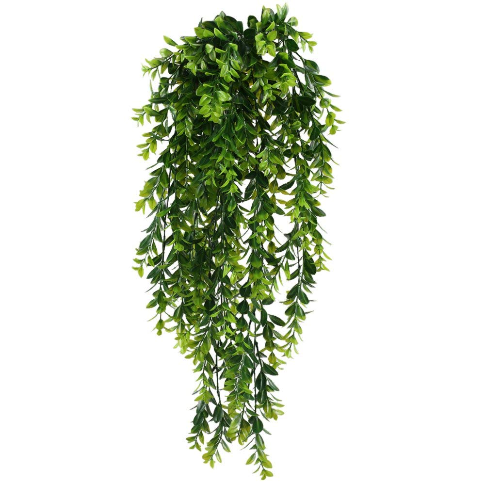 HAOSTAR 2 Pcs Artificial Hanging Plants Faux Plants Fake Eucalyptus Vine 2.6ft Fake Hanging Plants Artificial Plants Fake Ivy Vine for Wall Home Decor Indoor Outdoor Decoration, Green