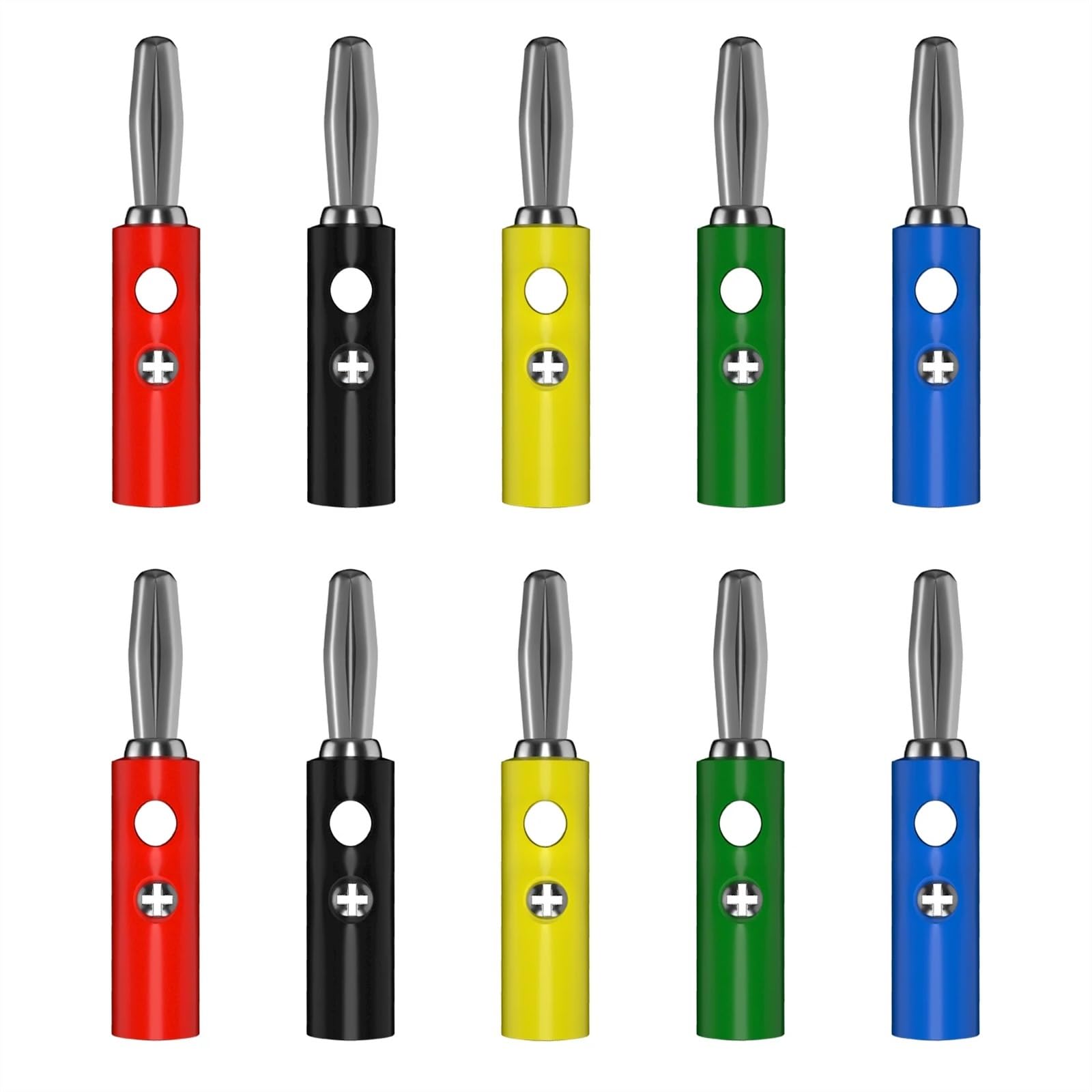 10 sztuk złącze śrubowe elektryczne dla głośnika audio z wtyczką bananową 4 MM, akcesoria elektryczne 5 kolorów Q.10016(5 kolorów x 2)