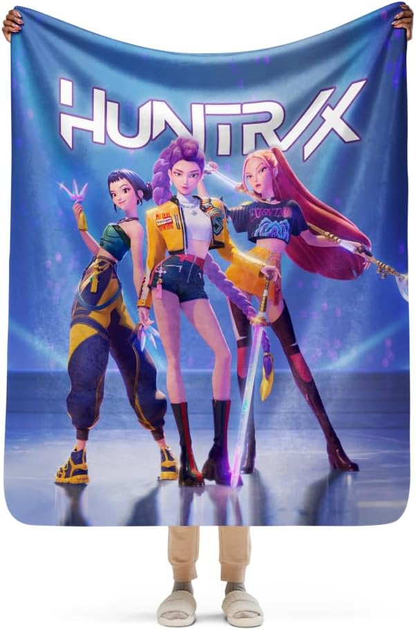 KPop Demon Hunters Huntrix Sherpa Blanket, Ultra-Soft Plush Throw Blanket for Adults, Teens, Kids - Officially Licensed - 50 in x 60 in