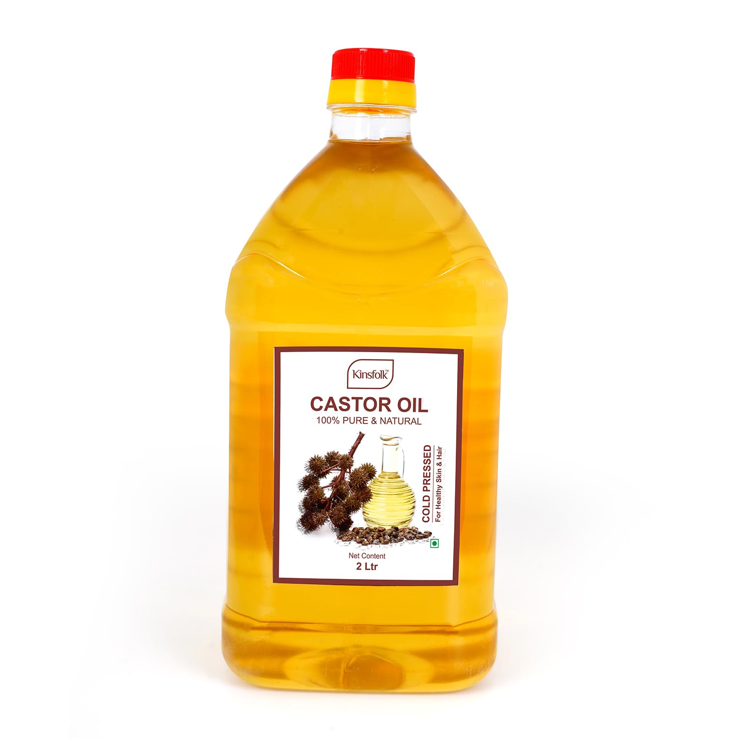 Kinsfolk Castor Oil ((100% Pure Cold Pressed)) for Hair Growth - 2 LTR PET