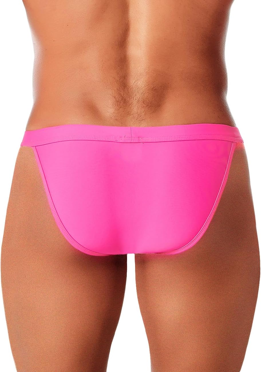 MIZOK Men's Sexy Solid Swim Bikini Swimsuit Quick Dry Metal Buckle Ring Swimwear - Image 3