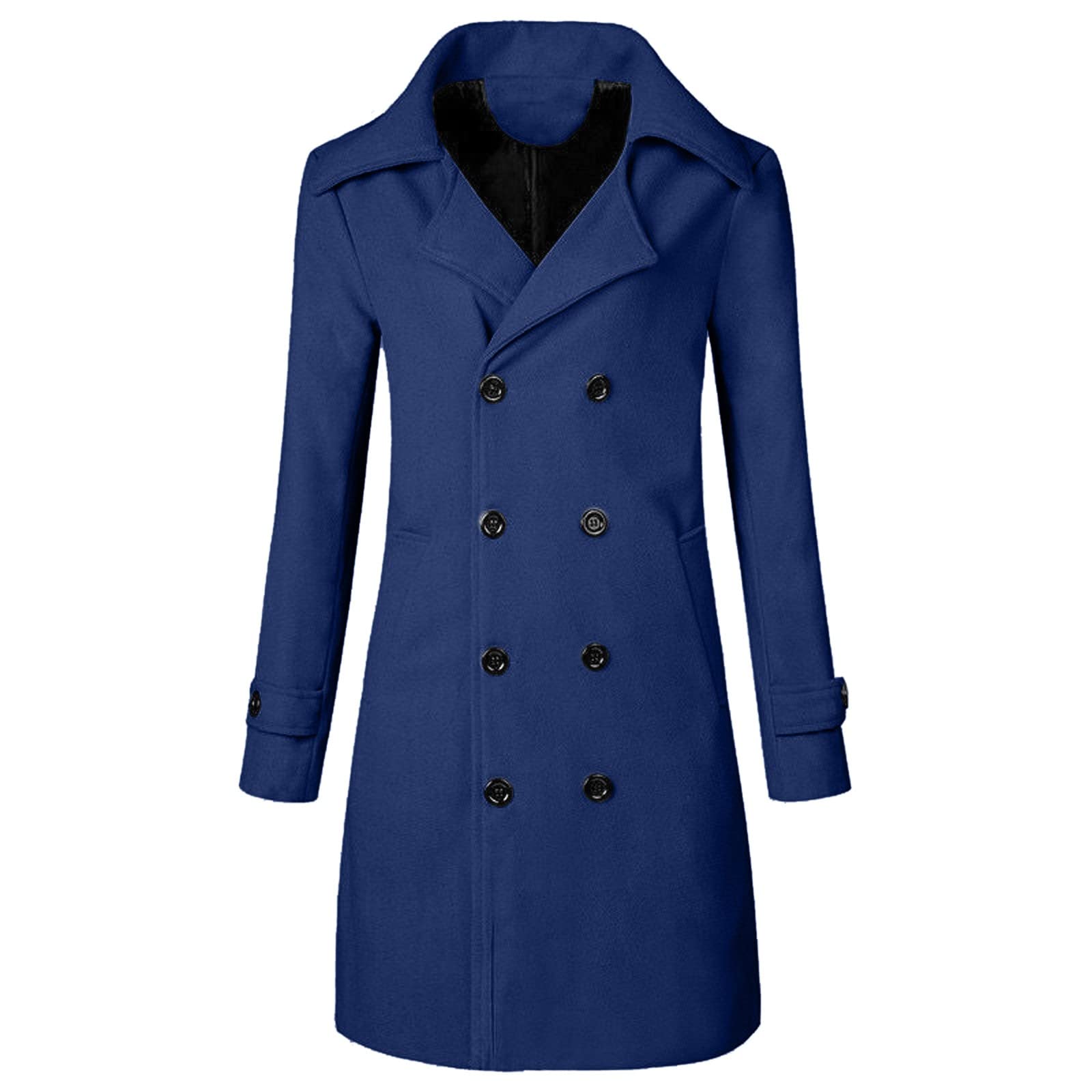Abrigo de negocios para hombre, invierno, abrigo de lana con solapa larga, con botones, gabardina a prueba de viento, abrigo cálido para hombre, elegante y elegante