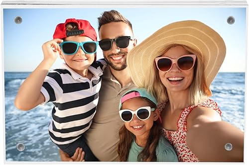 Miniatura 5 de PATIKIL Marco de fotos flotante, 3 x 4.1 pulgadas, paquete de 2 marcos de fotos de escritorio sin marco, marco de acrílico magnético de doble cara