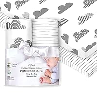 Vista 84 de Las sábanas bajeras de colchón 100% algodón orgánico se ajustan y son compatibles con Graco Pack n Play, Babyletto, Pamo Babe, Baby Trend y muchos