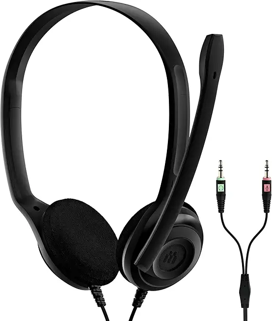 Sennheiser PC 3 Chat - Langlebiges On-Ear Headset PC, Kopfhörer mit Kabel, Rauschunterdrückendes Mikrofon, Einfach zu Verbinden, Stereosound, Für Online-Anrufe, -Unterricht, 2 x 3,5-MM-buchsen Schwarz