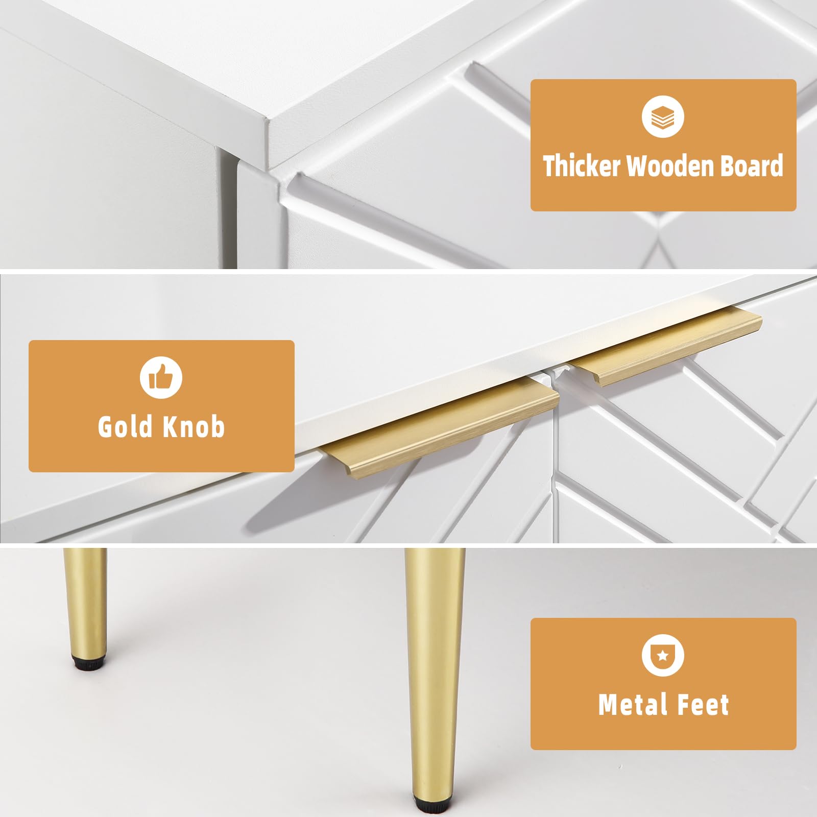 Garvee Aparador Moderno de Madera - Puertas Decorativas en Relieve - Estantes y Gran Capacidad de Almacenamiento - para Comedor, Cocina, Entrada o Pasillo - Ideal como Buffet o Armario para vajilla -