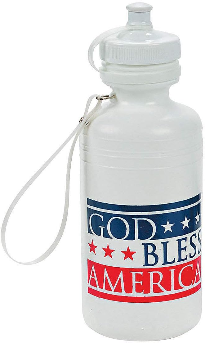 Fun Express - God Bless America Water Bottle White 1pc for Fourth of July - Party Supplies - Drinkware - Water Bottles & Canteens - Fourth of July - 1 Piece