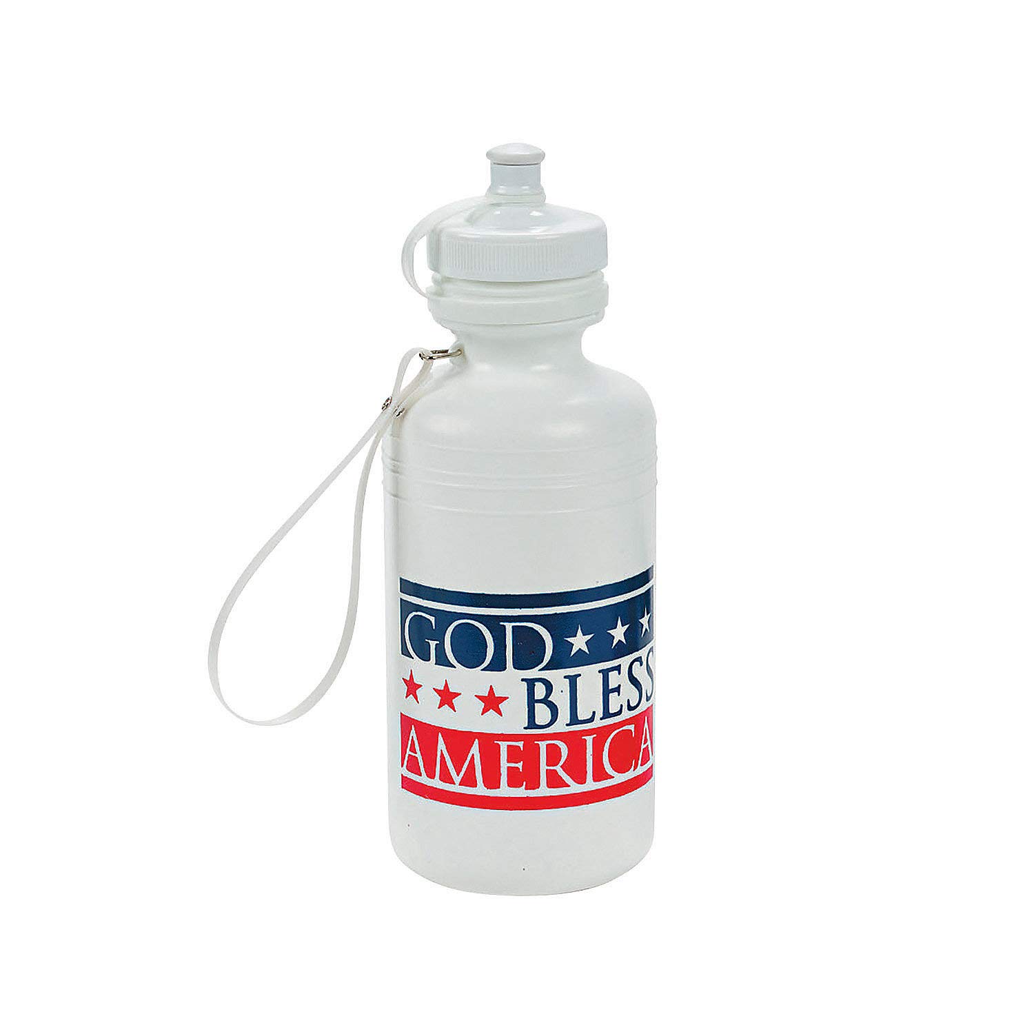 Fun Express - God Bless America Water Bottle White 1pc for Fourth of July - Party Supplies -