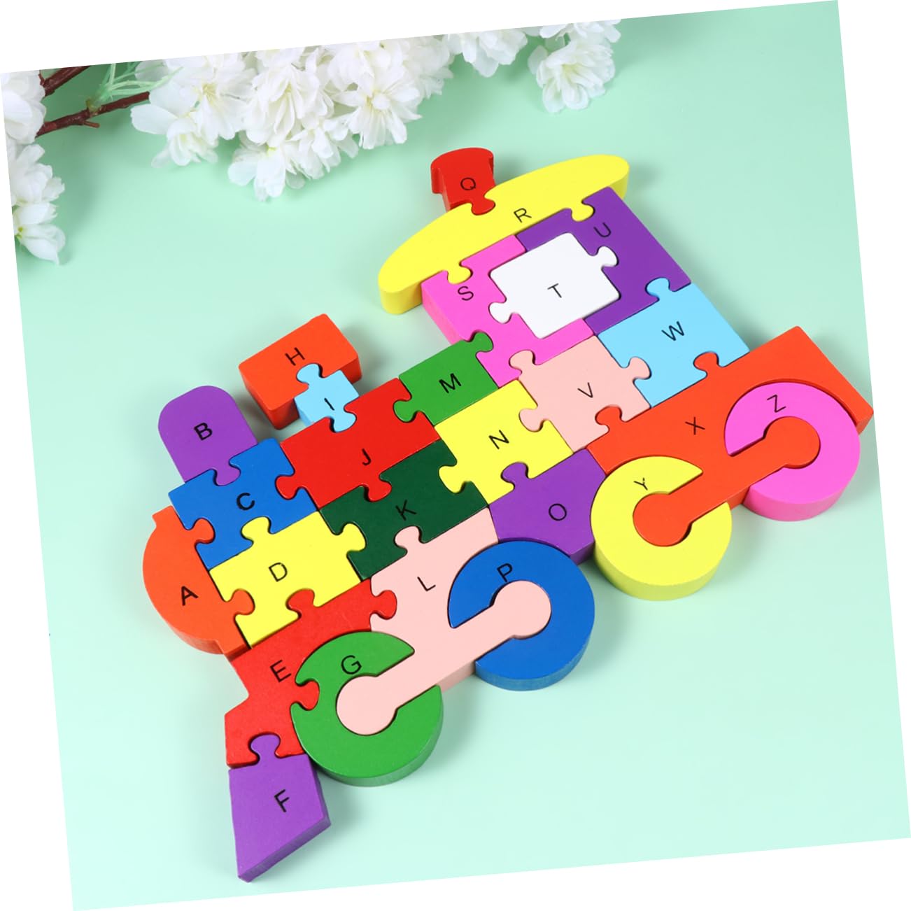 SUPVOX Puzzle Bois Alphabet Éducatif pour Enfant Cartoon Train