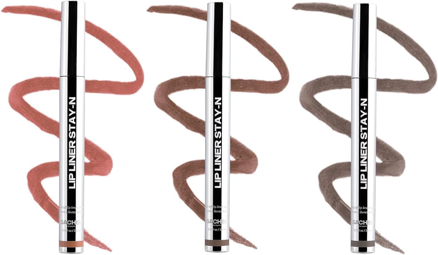 Sacheu Lip Liner Stay-N Peel Off Lip Liner Tattoo Matte Transfer Proof with Hyaluronic Acid and Vitamin E (Deep Bundle)