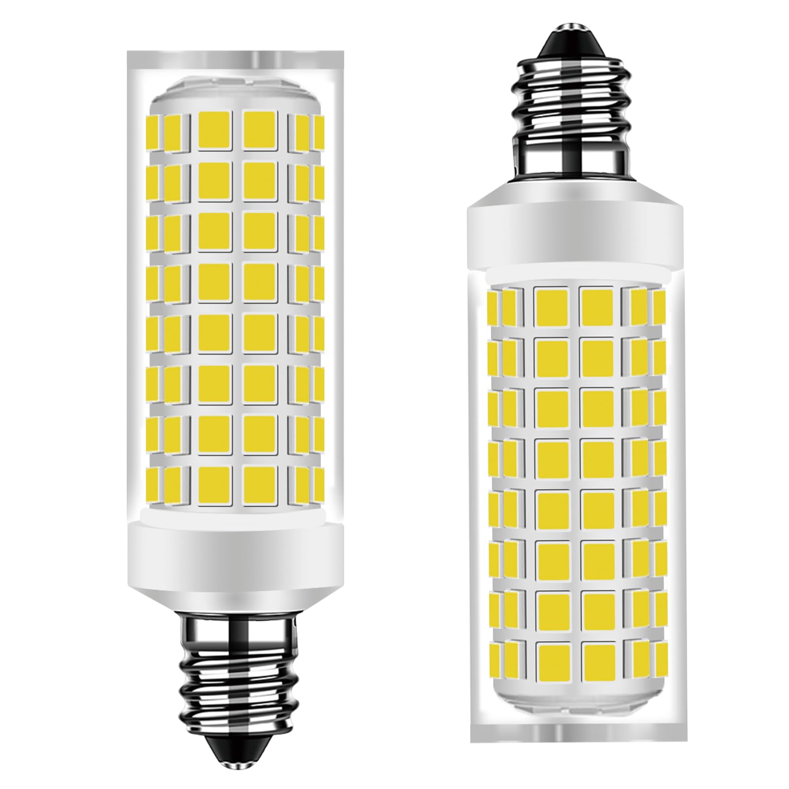 5W T3/T4 LED E11 Mini Chandelier Bulb JD Mini Canister Equivalent to 60W Halogen Energy-Saving Non-dimmable, Flicker-Free, 360° 500lm AC110-130V for Table Lamps (Daylight white 6000k, 2 PACK)