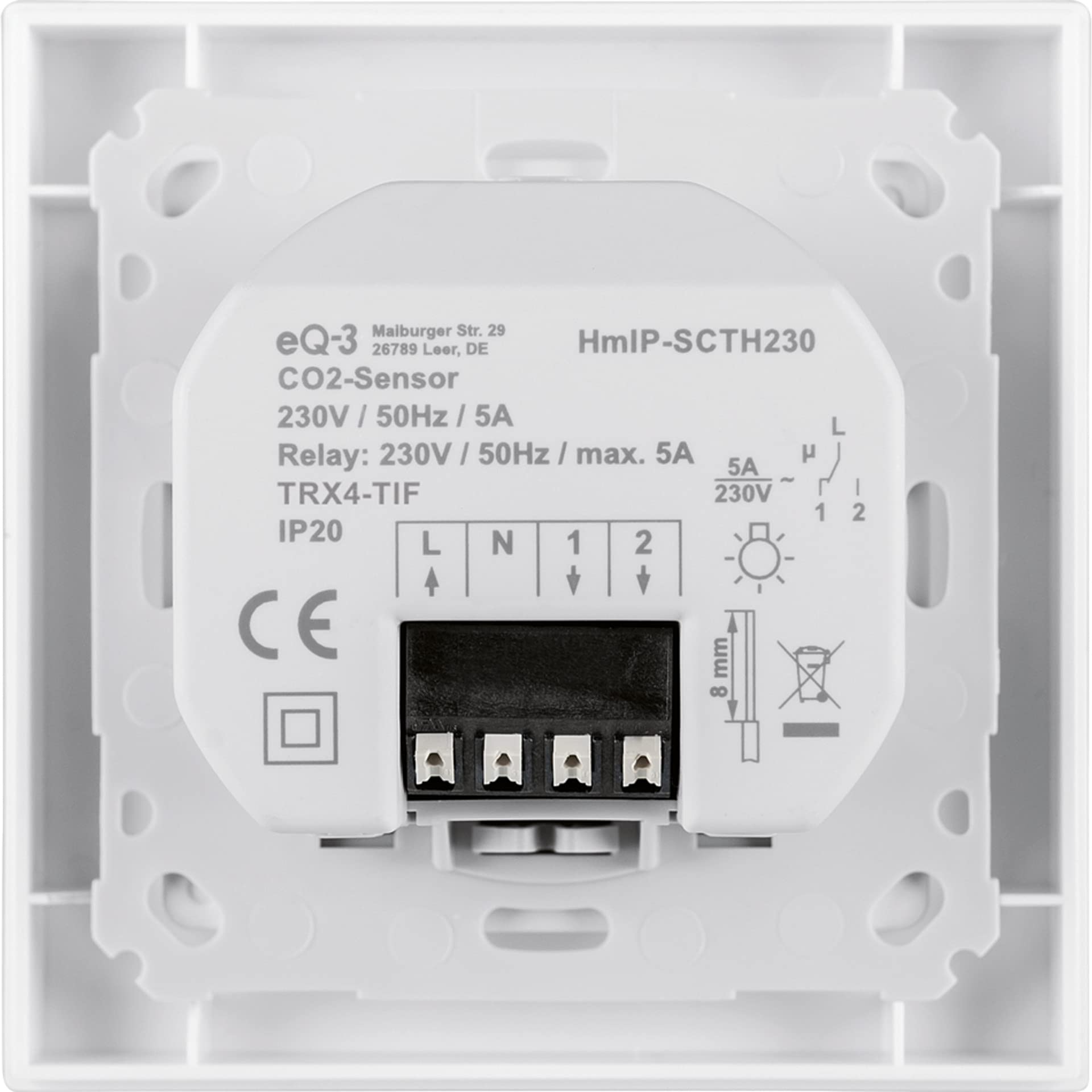 Homematic IP CO2-Sensor | Smart Home, Luftgütesensor, Anzeige mit 5 LEDs und in der Smartphone-App, Kohlendioxid Ampel für Luftqualität, 230V, 155592A0