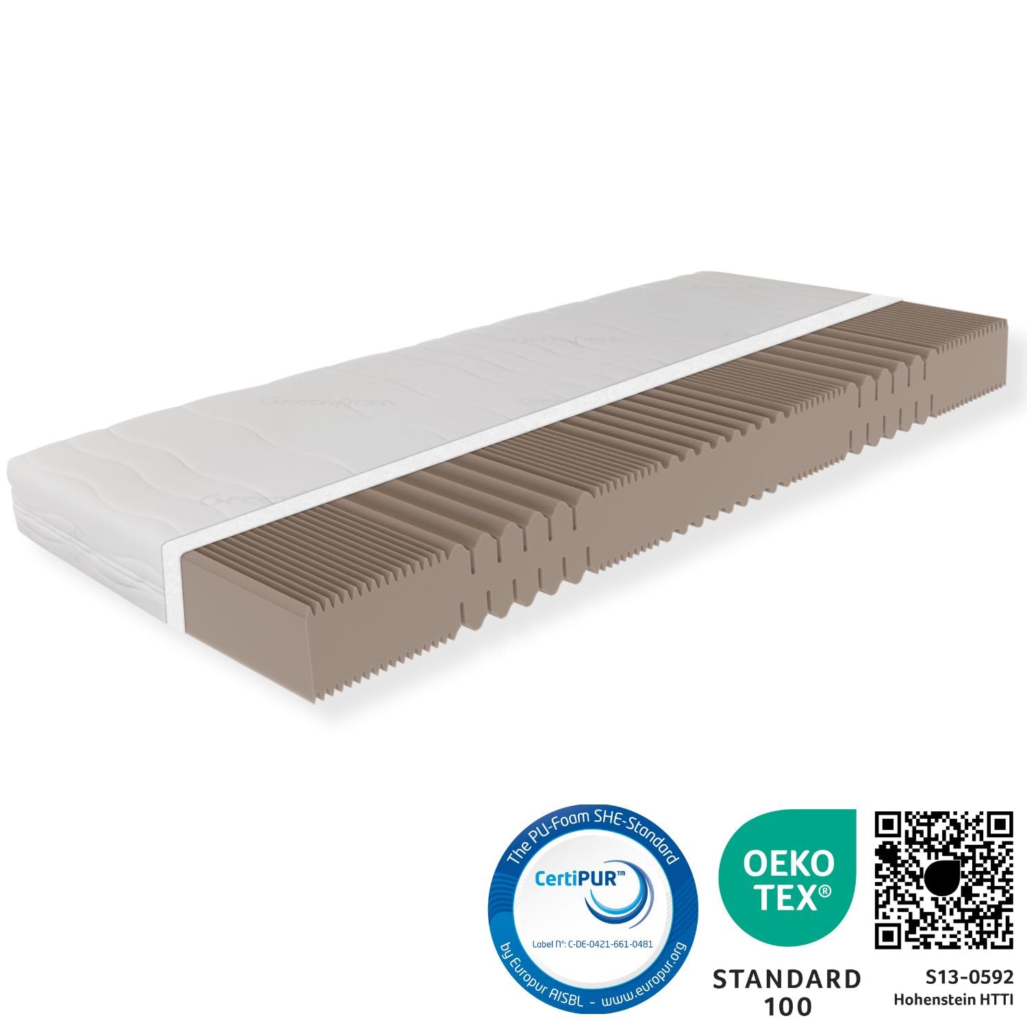 Matratze 100x200, Active Greenfirst, Härtegrad H5, Höhe 18cm, 7 Zonen Kaltschaummatratze 100x200 cm, Antibakterieller Active Greenfirst Bezug ideal für Allergiker, waschbar mit Reißverschluss