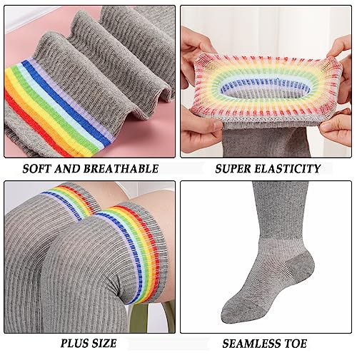 Image of Moon Wood Plus Size Thigh High Socks for Thick Thighs- Womens Knit Cotton Extra Long Over the Knee High Socks Leg Warmer