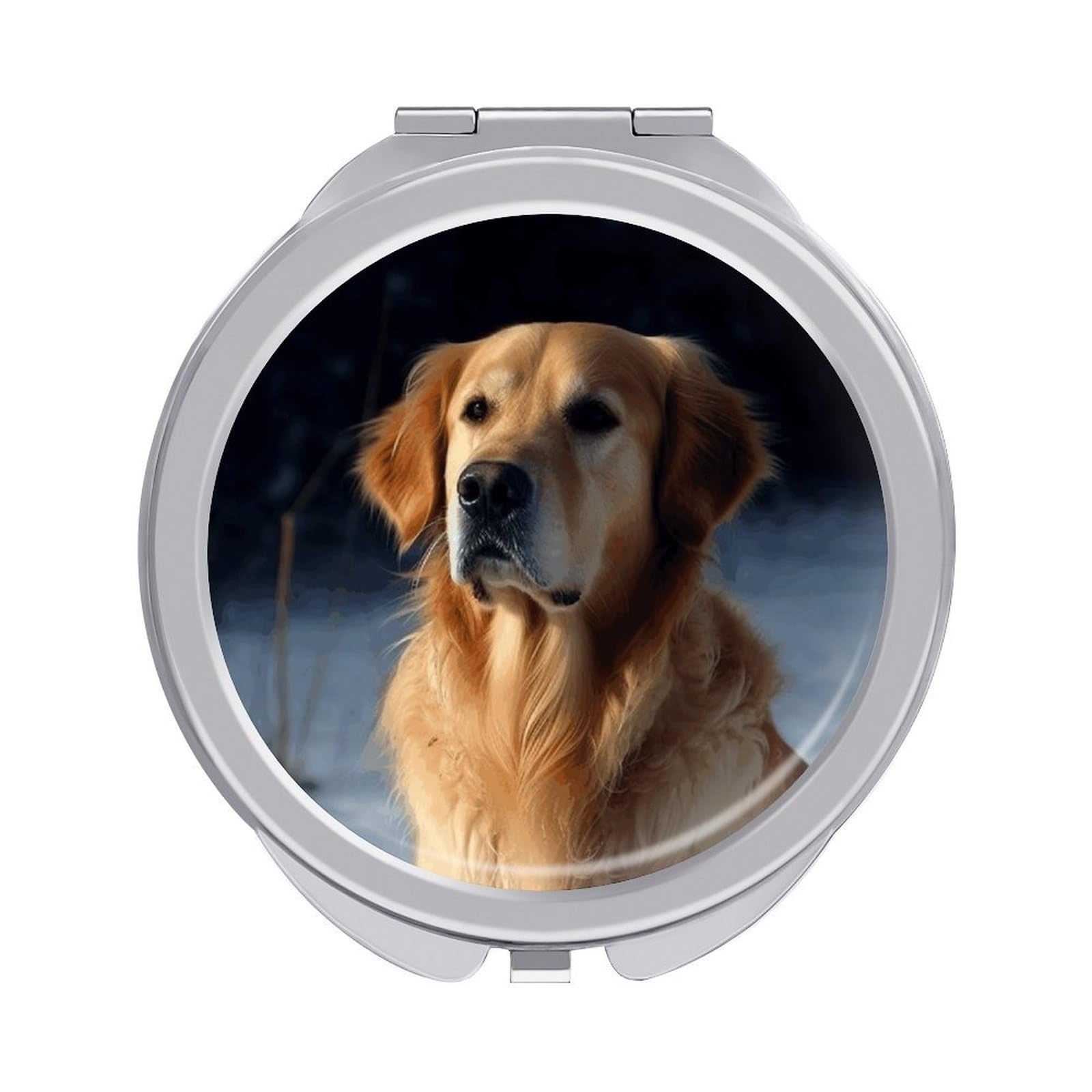 VstaDank Golden Retriever Travel Makeup Mirrors Exquisite Double-Sided 2X/1X Magnifying Folding Pocket Mirror Portable Round Handheld Mirror Mini Compact Mirrors for Outdoor Home