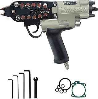 WOODPECKER C-760A 16 Guage Pneumatic Hog Ring Gun, Standard 3.0mm Closure Diameter, 1/2-Inch Crown Hog Ring Staples, Power C Ring Gun Air Hog Ring Plier Tool for Wire Cages, Seat Making, Fencing