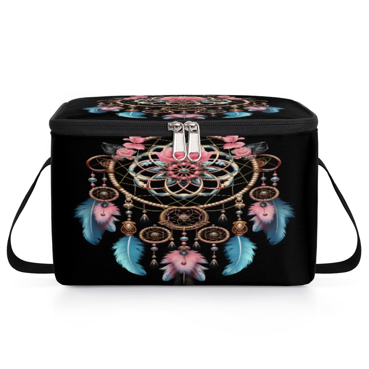 GzLeyigou Gypsy Dream Catcher Lunch Bags for Women Men 9 Cans, Hot & Cold Food Delivery Bag Insulated Grocery Bag Insulated Lunch Box Ethnic Design Cooler Bag for Office Work Picnic Beach