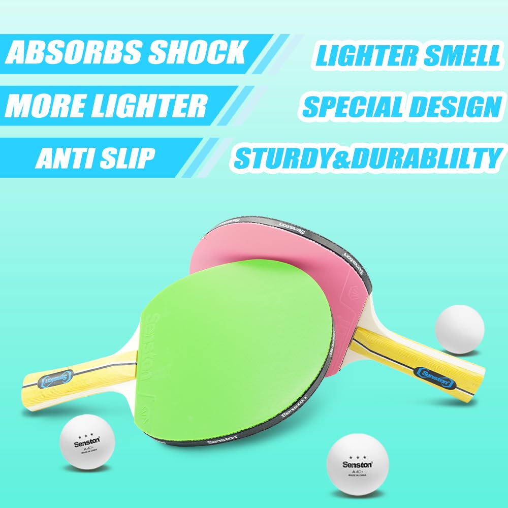 Senston Tischtennisschläger-Set (4 Schläger) – Farbenfrohe Optionen für lockere Wettkämpfe und Familienspaß | Das perfekte Tischtennis-Set für Jugendliche und Erwachsene!