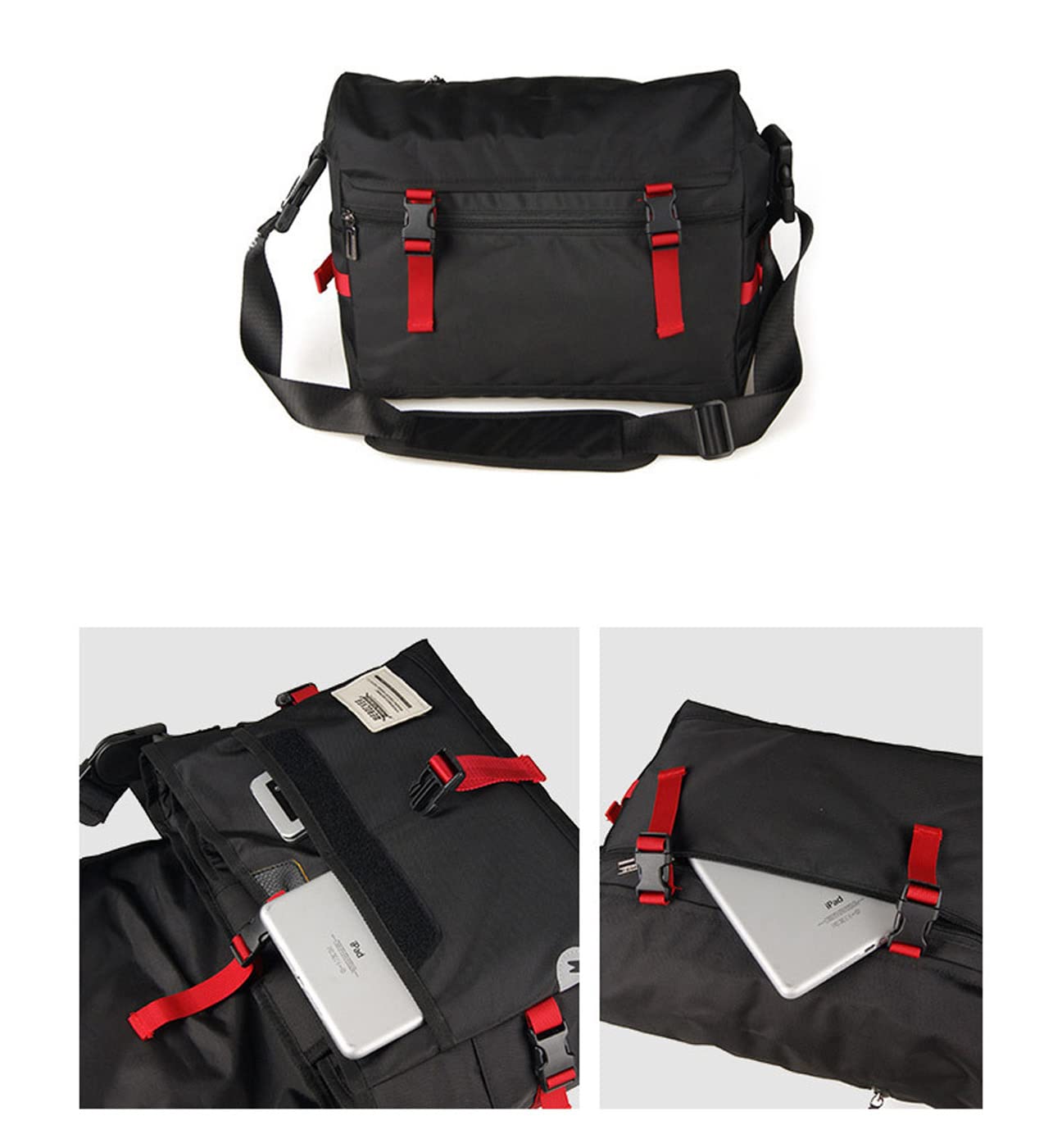 Borsa messenger classica, resistente, impermeabile, piccola borsa messenger per computer portatile, per uomo e donna, borsa a tracolla per bici con messaggio