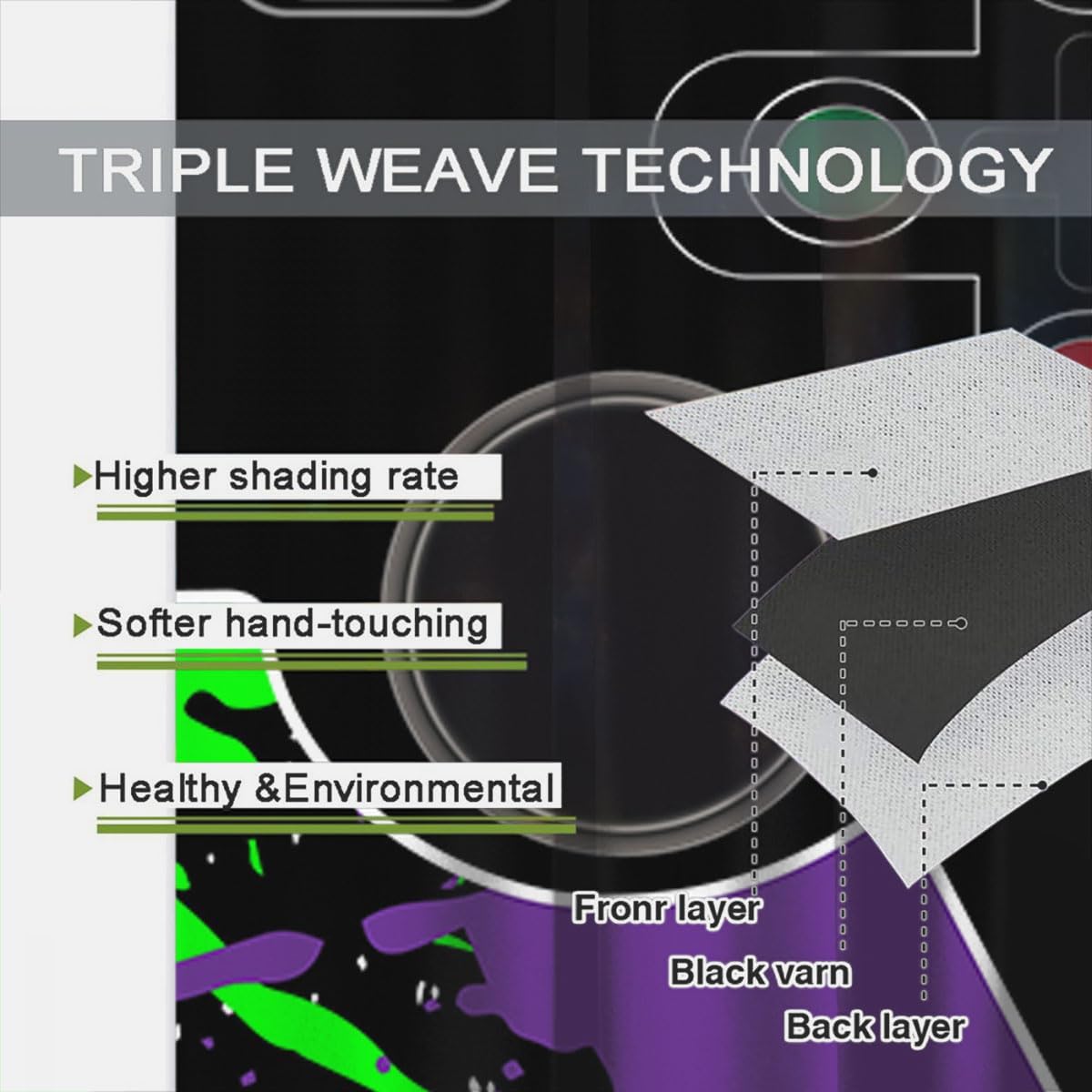 Gamepad Window Curtains for Kid Girls Boys Bedroom, Gamer Video Game Colorful Game Controller Rod Pocket Thermal Insulated Darkening Window Drapes for Bedroom Living Room, W42xL45 Inch Decor - Image 5