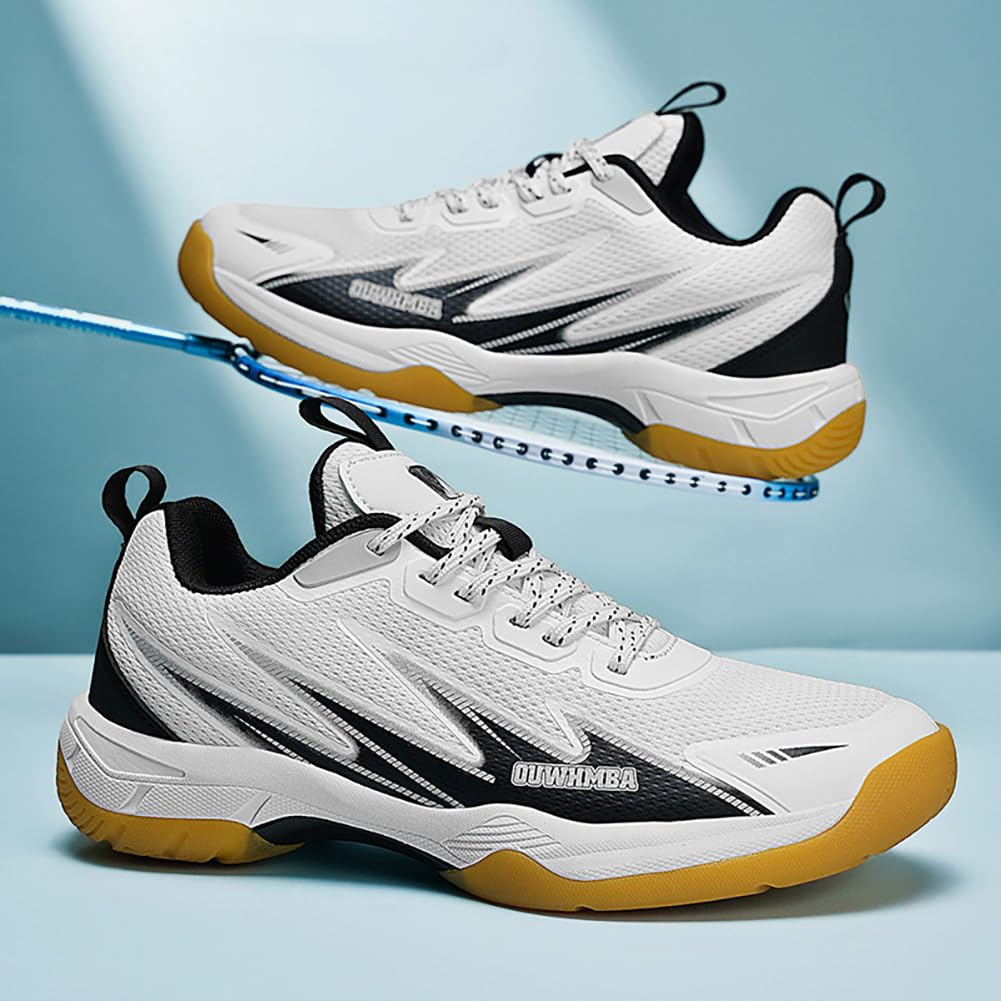 Zapatillas Multi-Deporte Badminton Hombre y Mujer Placa Anti-Torsión, Malla Transpirable, Entresuela MD y Suela Antideslizante para Uso Indoor