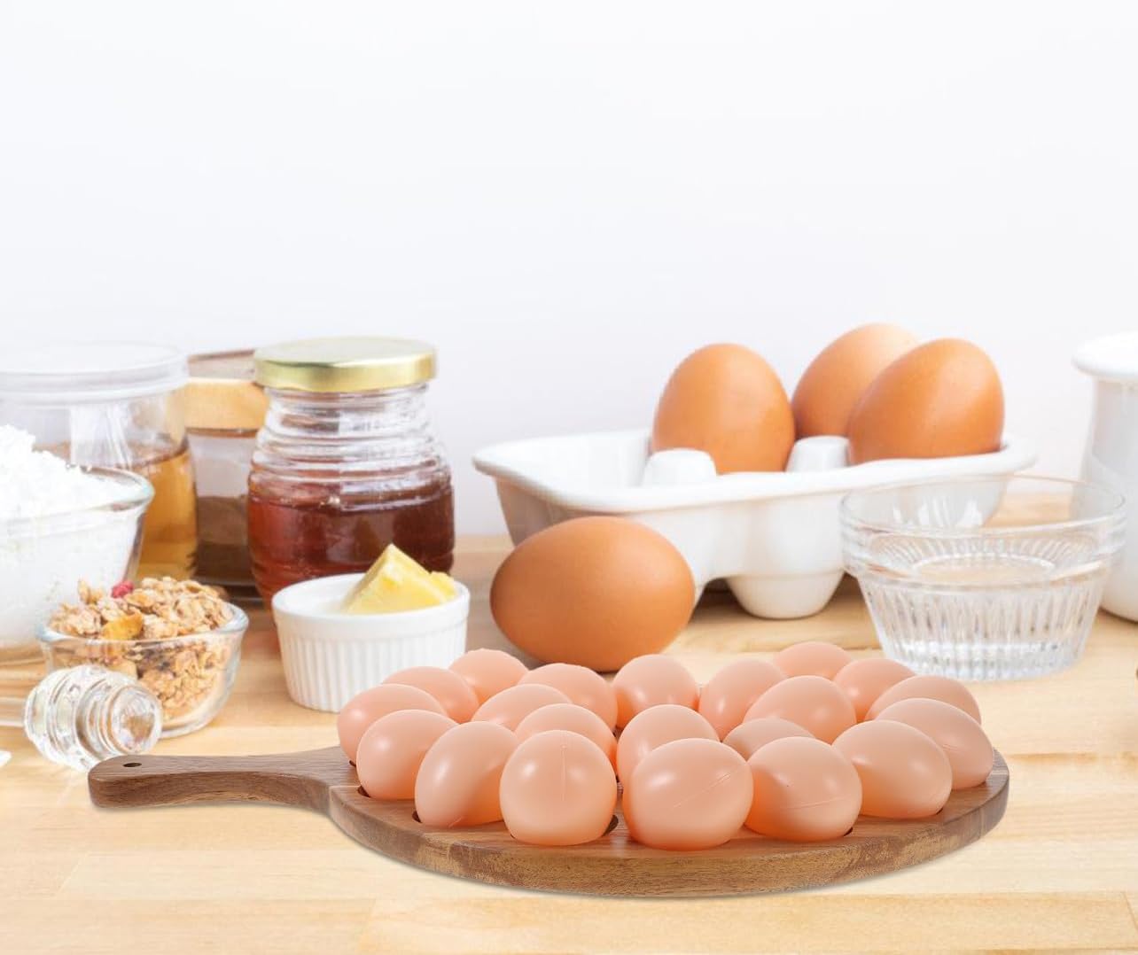 Baluue Wooden Egg Holder Wooden Deviled Egg Tray for Chicken Eggs Easter Eggs Storage Multi Purpose Egg Platter for Parties Holidays