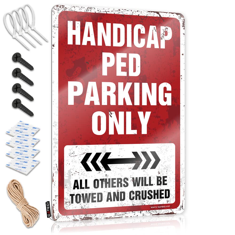 Wall Signs Backyard Accessories Wall Art - Handicap Ped Parking Only Reusable Preppy Retro Style Decoration For Tailgating(20X30CM)