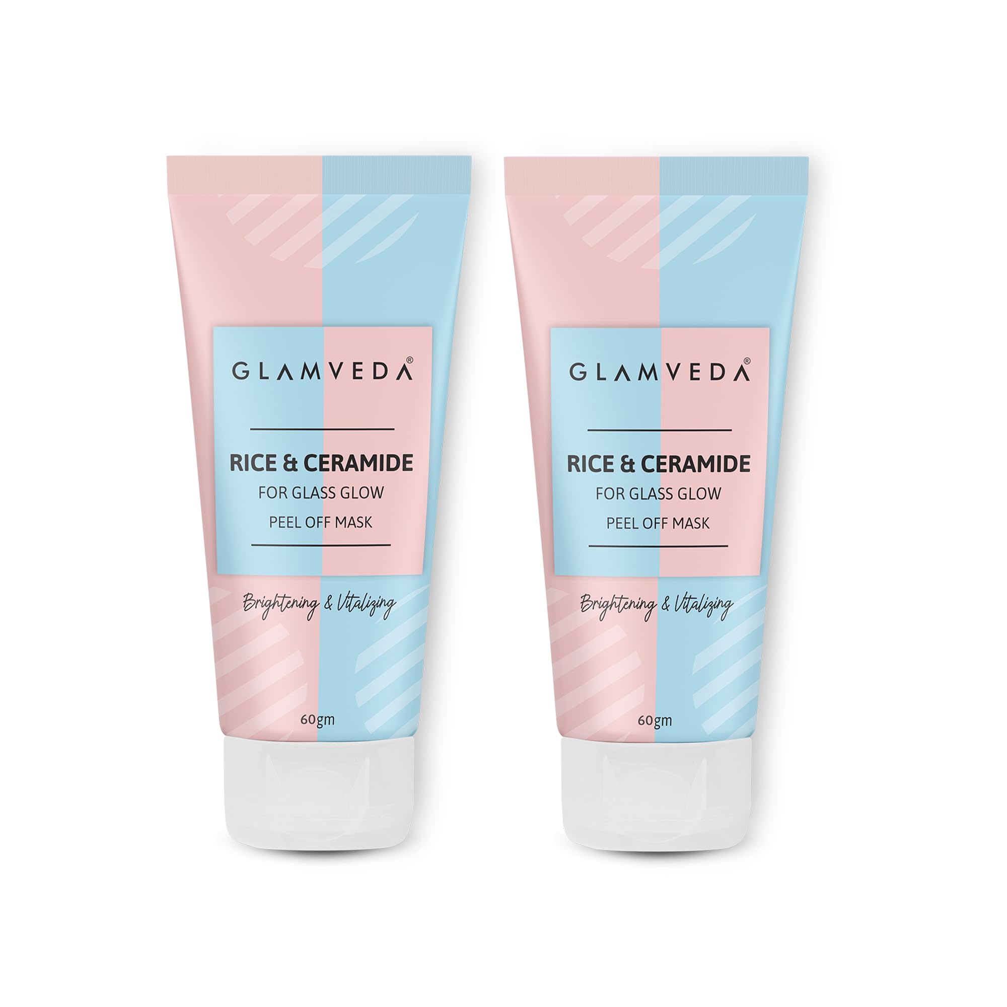 Glamveda Rice & Ceramide Peel-Off Mask(Pack Of 2) | Hydrating & Barrier-Strengthening | Brightens, Evens Tone & Reduces Signs of Aging |All Skin Types | 60g Pack of 2