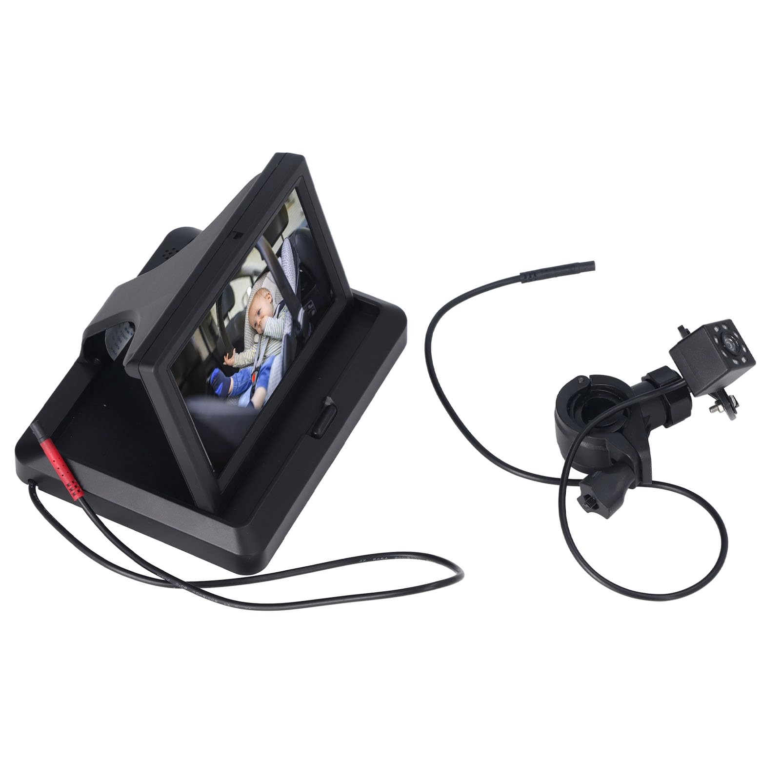 Caméra Voiture Bébé Réglable Clair Lumière Grand Angle Arrière Caméra de Siège pour Bébé Sécurité Clarté Angle Stable Matière Plastique Installation Facile Vision Nocturne (5,0 Pouces)