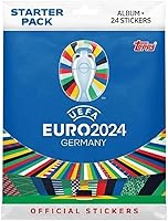 Topps Official Euro 2024 Sticker Collection - Kit de Démarrage - contient 24 autocollants et un album de 88 pages.