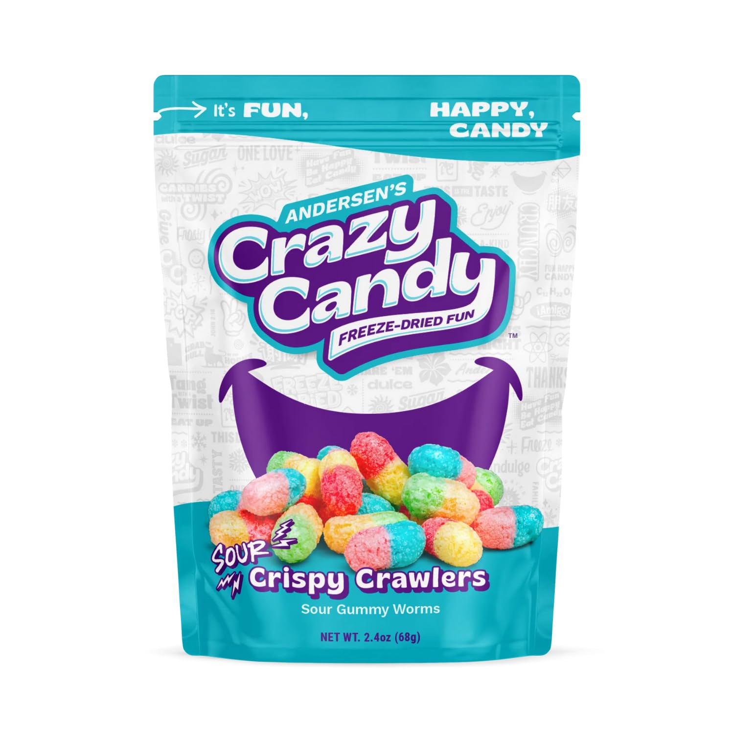 Freeze Dried Sour Gummy Worms, Crazy Candy Sour Crispy Crawlers - Tangy Coating Crunchy Candy, Hollow Texture Treats