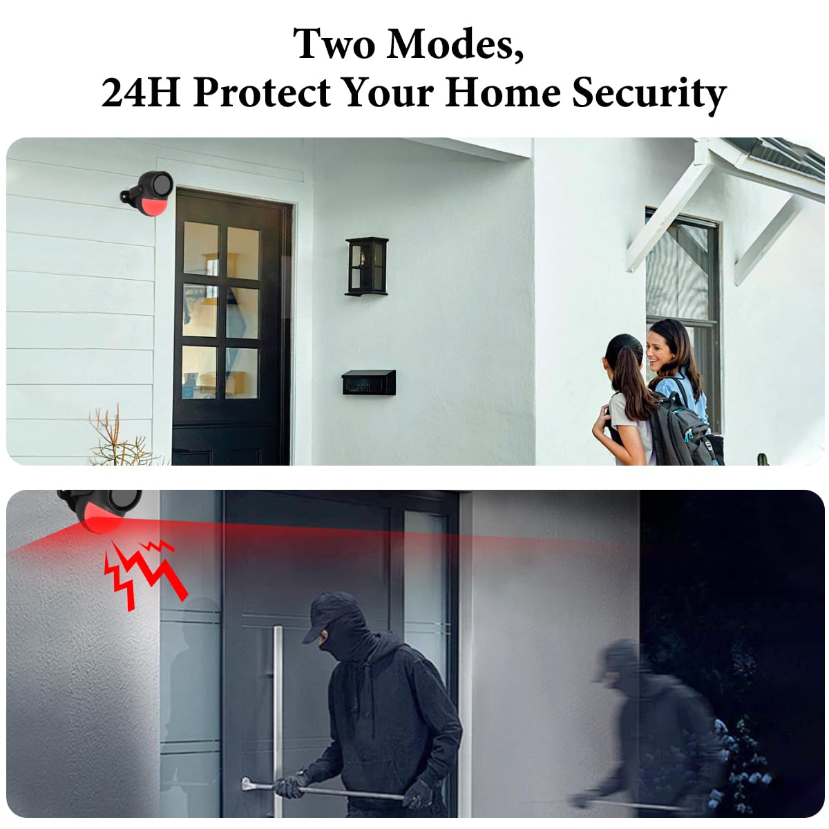 GALOOK Sirene Alarme Detecteur de Mouvement sans Fil Exterieur Interieur avec 2 TéLéCommande, Alarme antivol pour Maison, Piscine, Moto, Camping, Car, Porte, Garage, Voiture sans Fil, 125dB