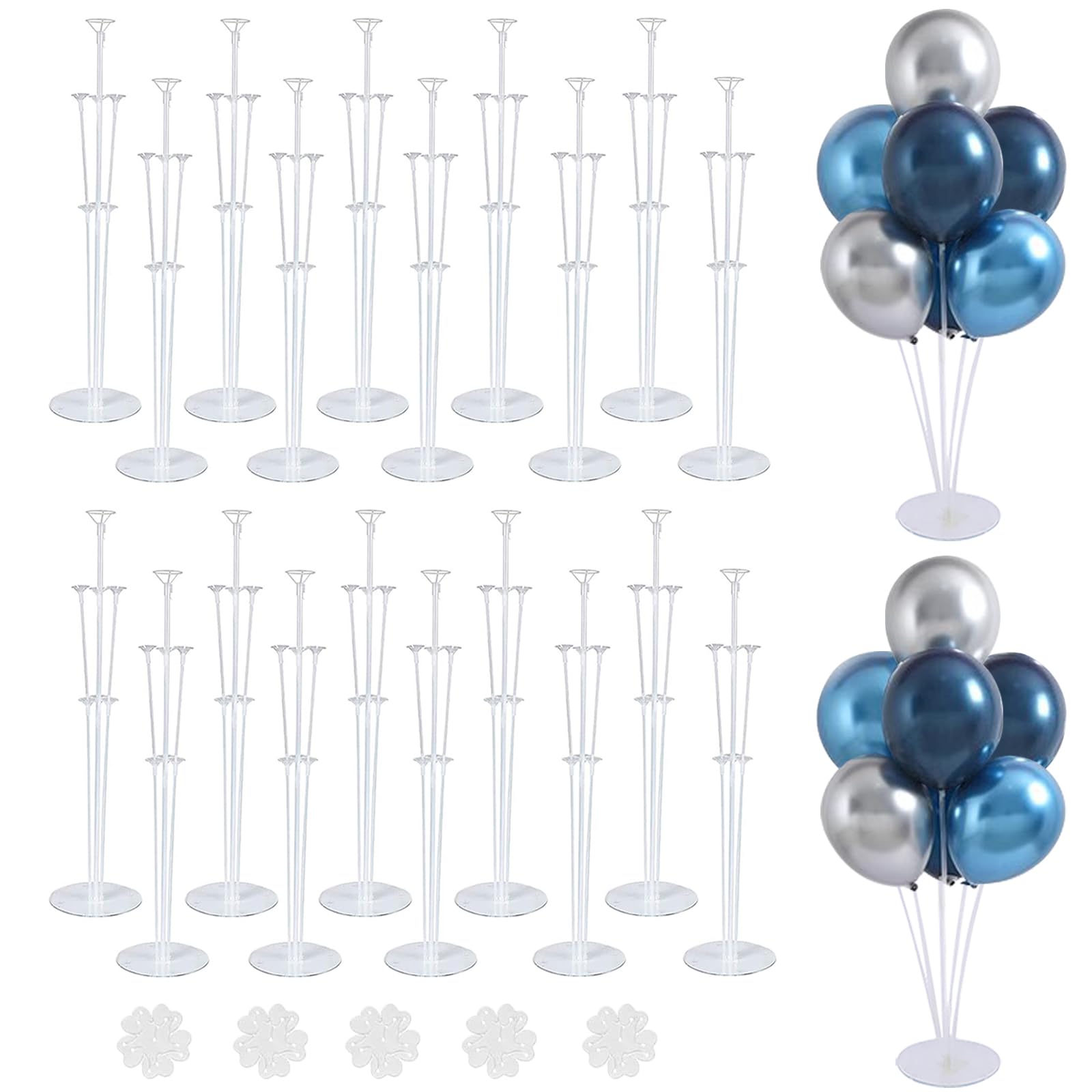 LOBUBT 20 Sets Balloon Stand Kits,Balloon Sticks Holder with Base for Table Centerpiece Graduation Birthday Baby Shower Party Decorations