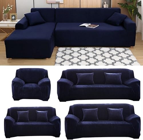 cjc Fundas de sofá modular superelásticas  2 fundas de sofá antideslizantes de terciopelo con parte inferior elástica para sofá modular en forma de