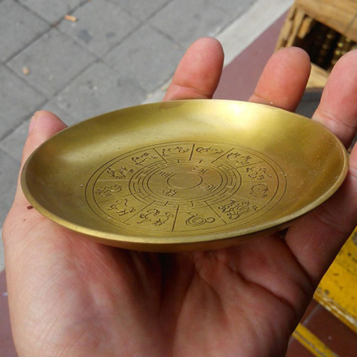 Kichvoe Copper Ink Brush Washing Tray with Creative Classical Design Practical Copper Ink Container for Chinese Calligraphy for Office and Study Use