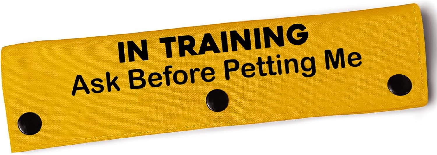 YROVWENQ in Training Ask Before Petting Dog Leash Sleeve with Yellow Training Alert – Gift for Dogs (Ask Before Petting Me Sleeve) 8.8 inches * 2.5 inches YROVWENQ in Training Ask Before Petting Dog Leash Sleeve with Yellow Training Alert – Gift for Dogs (Ask Before Petting Me Sleeve) 8.8 inches * 2.5 inches