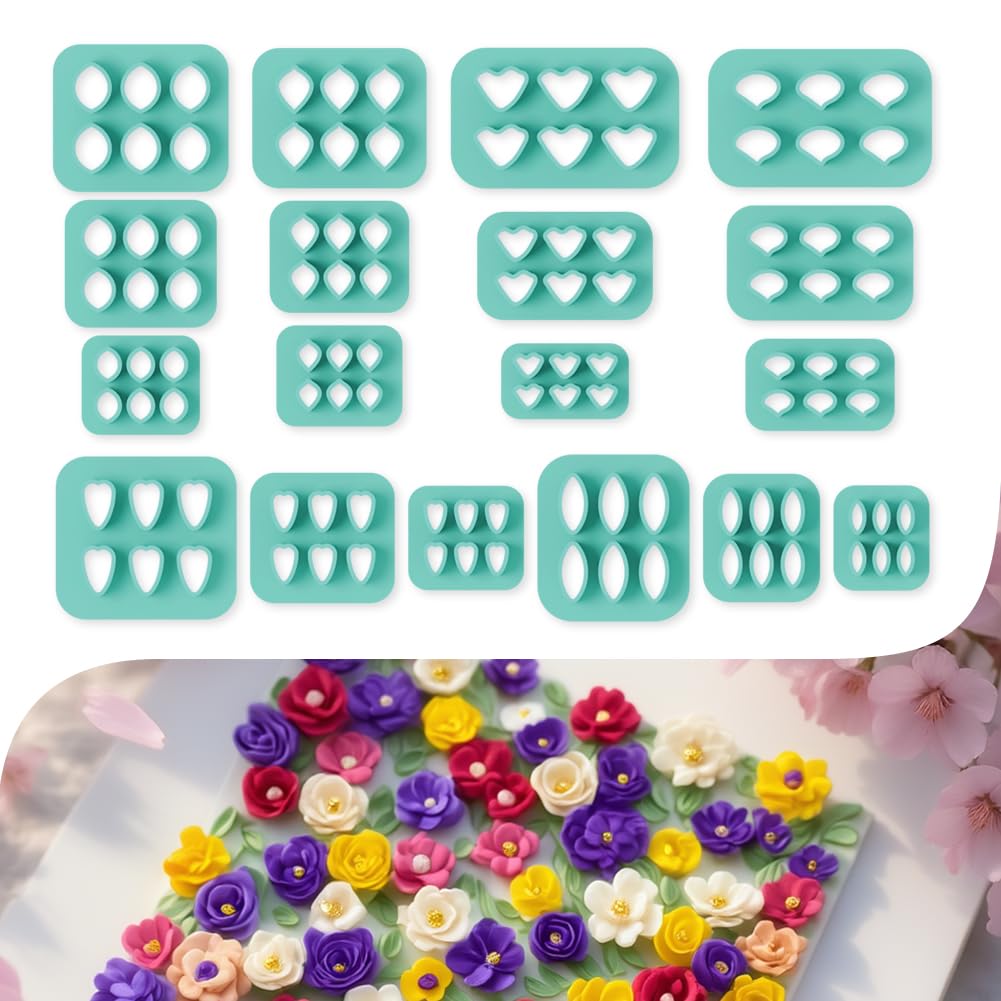 beinkmake 18Pcs Flower Petal Polymer Clay Cutters Floral Clay Earrings Cutters Polymer Jewelry Cutter for Earrings Making Birthday Party DIY Supplies