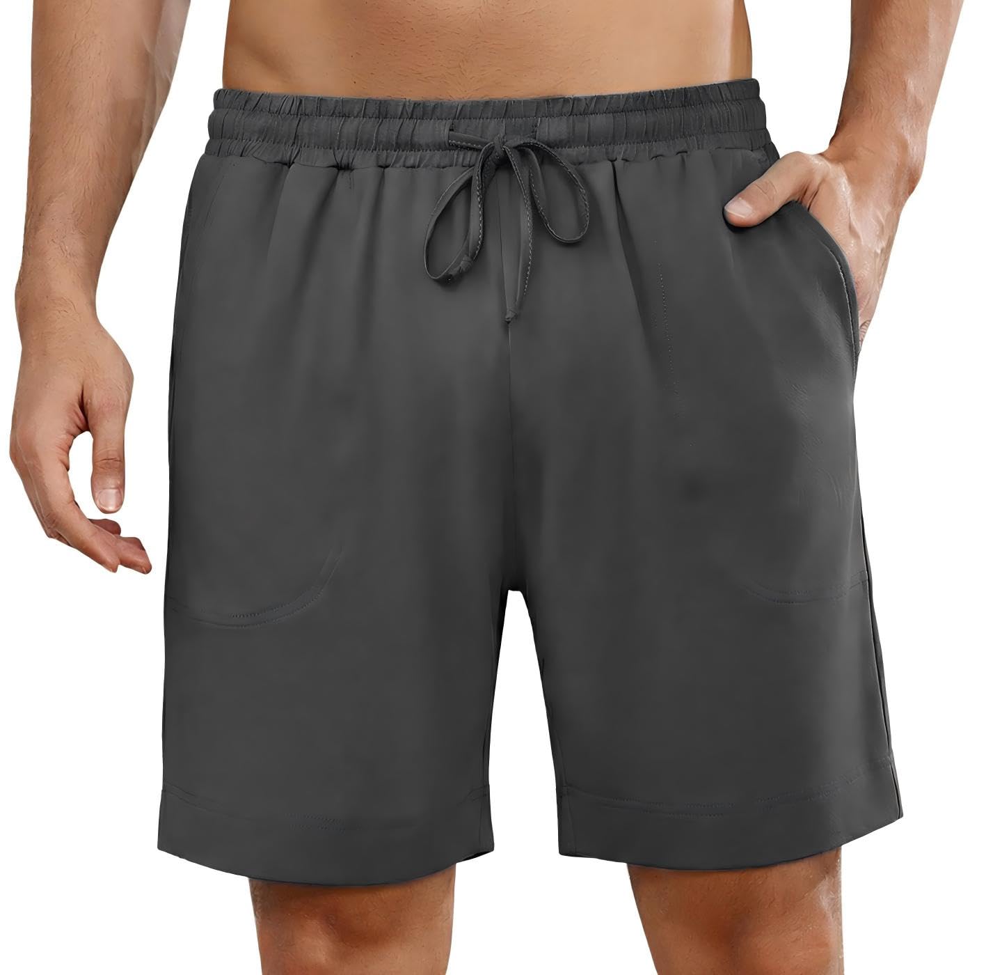 Bresdk Schlafanzughose Herren Kurz Sommer Schlafhose mit Seitenschlitz Shorty Pyjamahose für Männer S-3XL