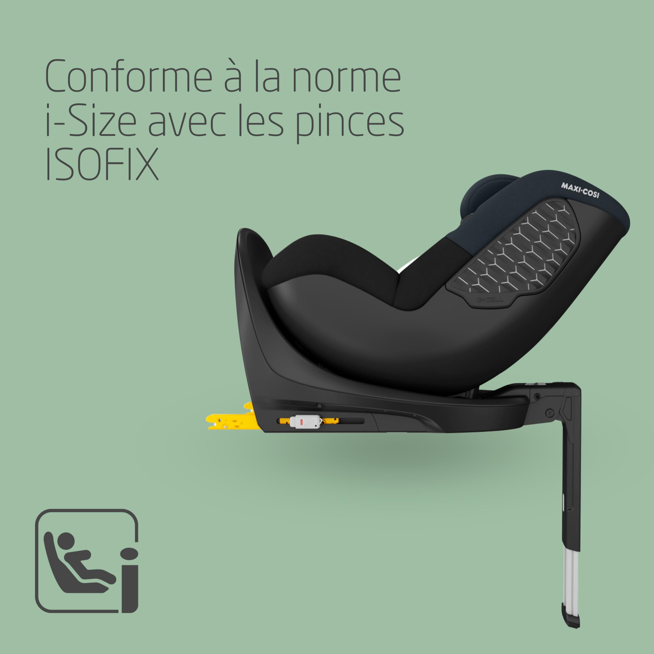 Maxi-Cosi Mica 360 S, Siège-auto bébé i-Size, De 3 mois à 4 ans (61–105 cm), Siège-auto isofix 360 pivotant, Rotation FlexiSpin, 5 inclinaisons, Protection G-CELL, Harnais Easy-in, Tonal Black