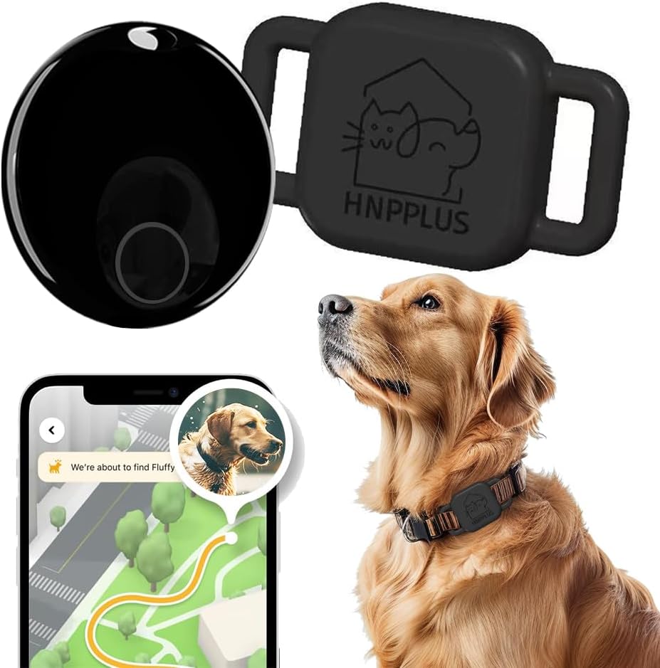 Dog Tracker Smart Pet Location Tracker with Collar Holder, Personalized Smart Item Finder, MFi Certificated Dog Tracking Device, No Monthly Fee, Works with Find My (iOS Only) (1 Pack)