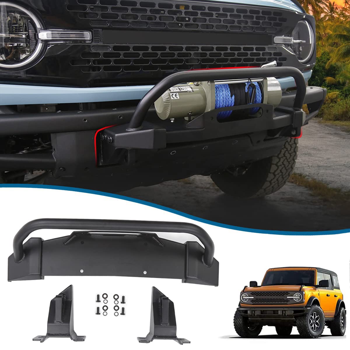 Buy Front Bumper Winch Bracket Kit for Ford Bronco 2021 2022 2 4 Door
