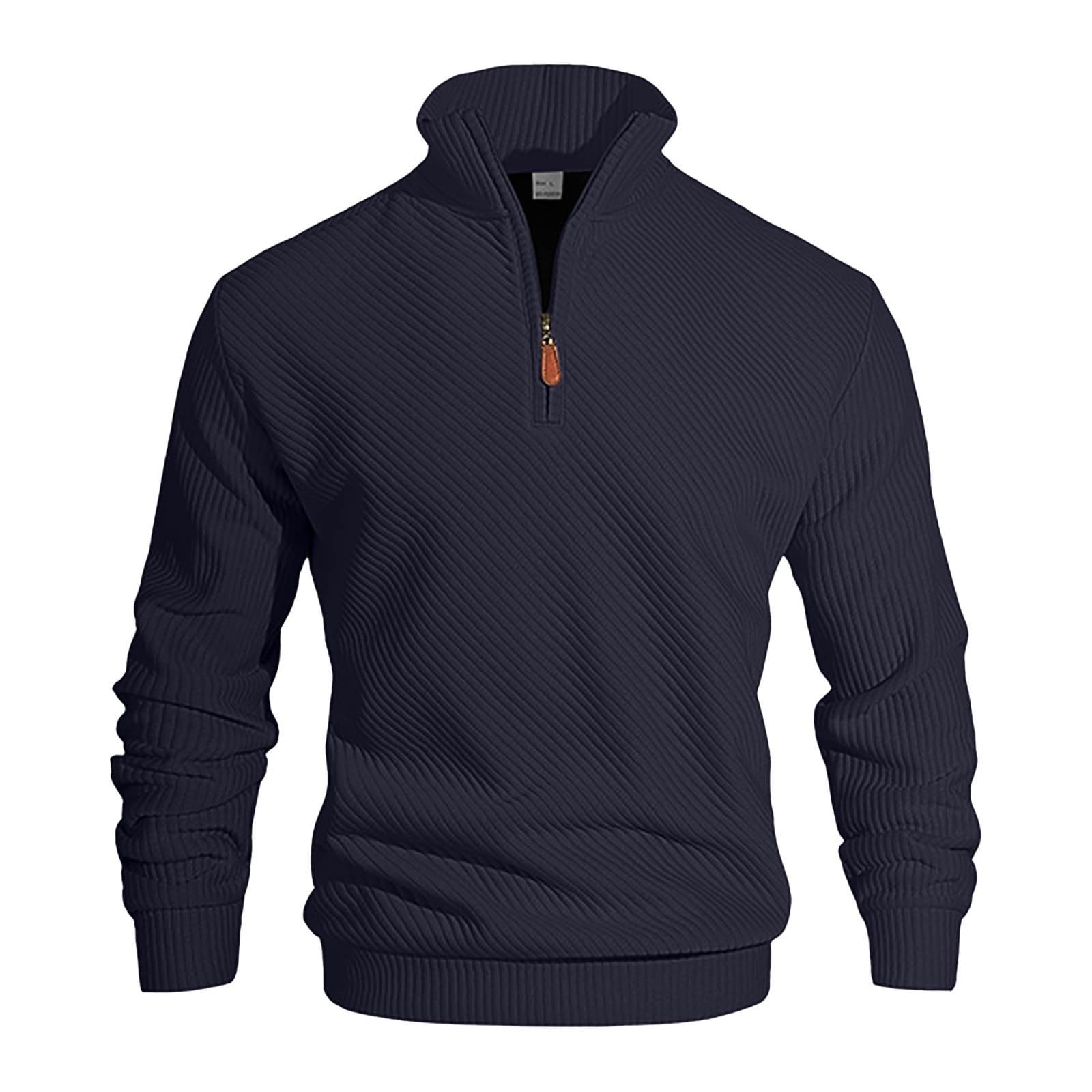 Sudadera Deportiva Informal de Manga Larga con Media Cremallera y Rayas de Jacquard Texturizado para otoño e Invierno, Ropa cómoda y de Moda.