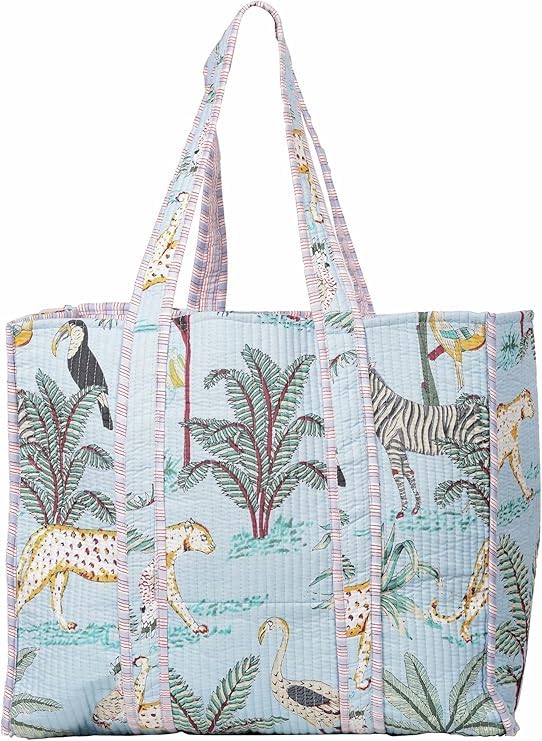 Cotton Quilted Tote Bag, Beautiful Print, Market Shopping Grocery Beach Bag, Shoulder Bag
