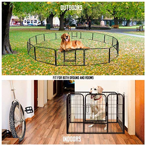Vivohome 24'' 16 Panel Heavy Duty Metal Pet Fence Barrier Foldable Dog Puppy Cat Playpen Kennel With Door For Indoor Outdoor Exercise #TOP1