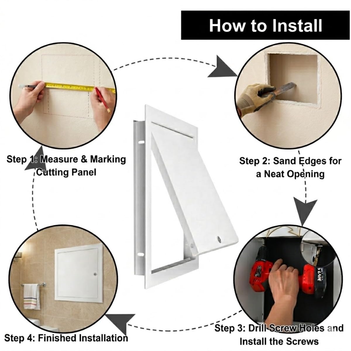 Panel de Acceso para Placas de Yeso Laminado de 300x300, 400x400, 500x500 y 600x600 mm, trampilla de inspección de Techo metálica con Cerradura, Tapa para Orificio de Pared de Puerta de acce