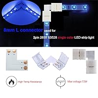Vista 5 de Kit de Conectores para Tira LED de 2 Pines de 8mm FSJEE Incluye Conector de Esquina en Ángulo Recto de 2 Pines, Forma de T y Conector Sin Espacios