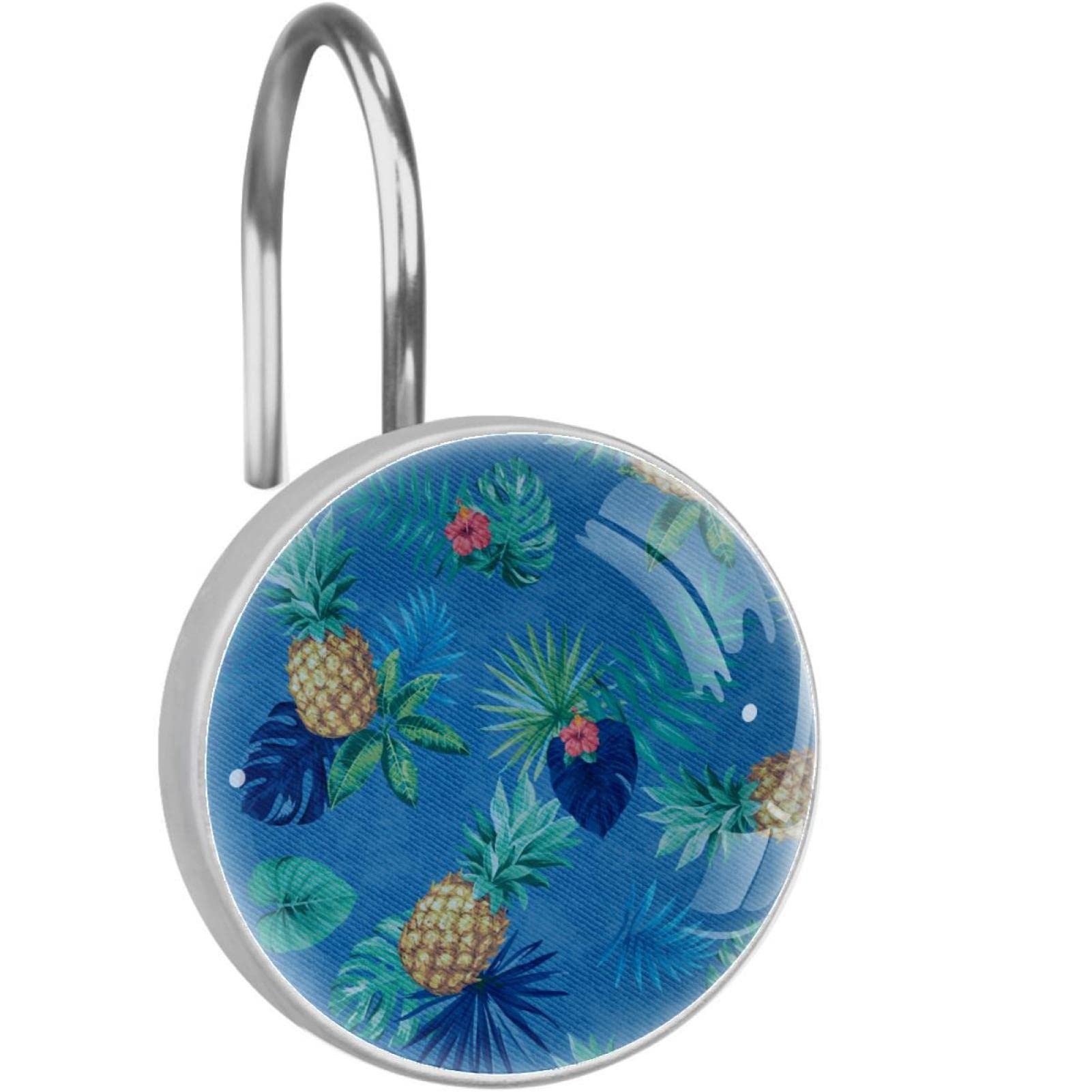 Crochets de rideau de douche tropicaux pour tringle doublure et rideaux de douche